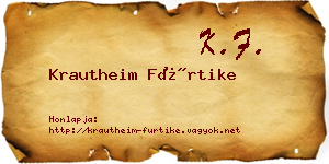 Krautheim Fürtike névjegykártya